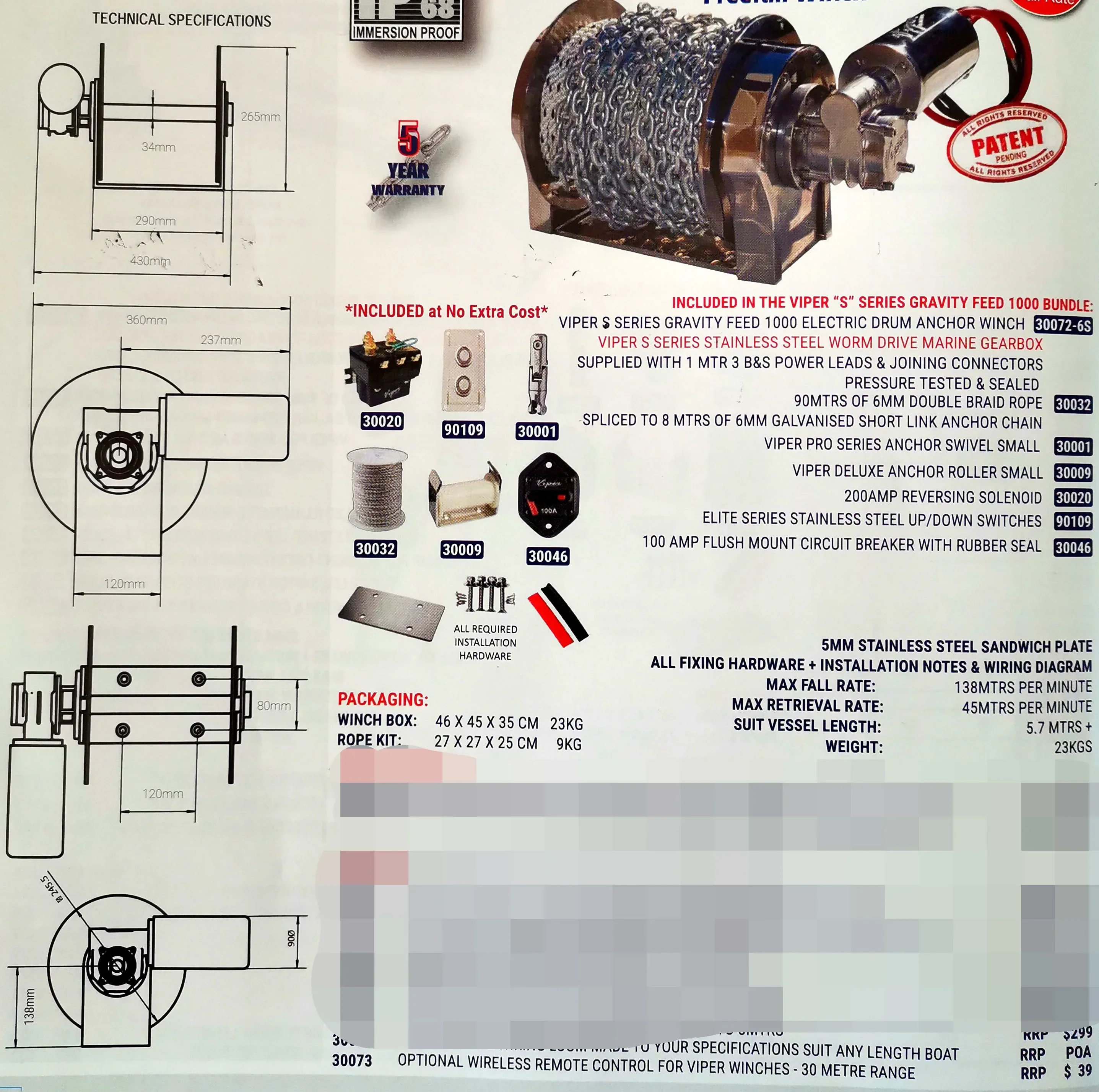 Marine Equipment 1000W 316 Sta - Fishing Boat Anchor Winch reseña y precio