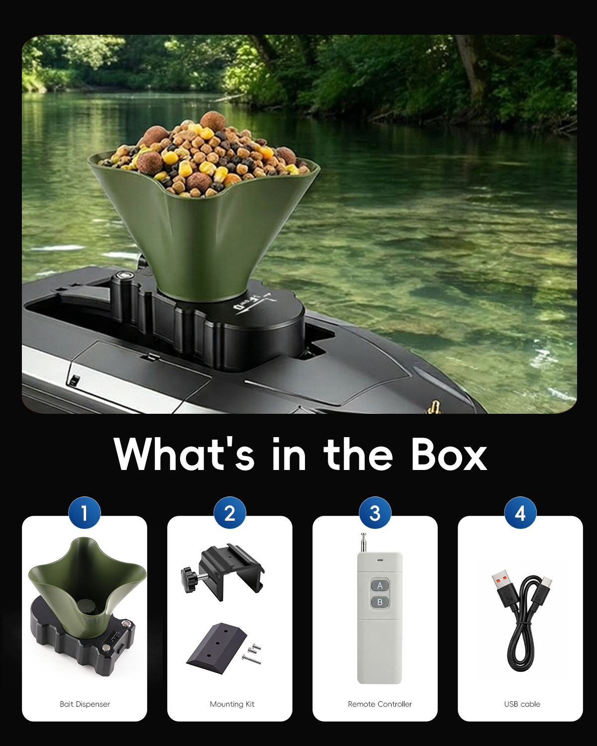 360° Rotating Bait Dispenser & - Fishing Boat Anchor Winch reseña y precio