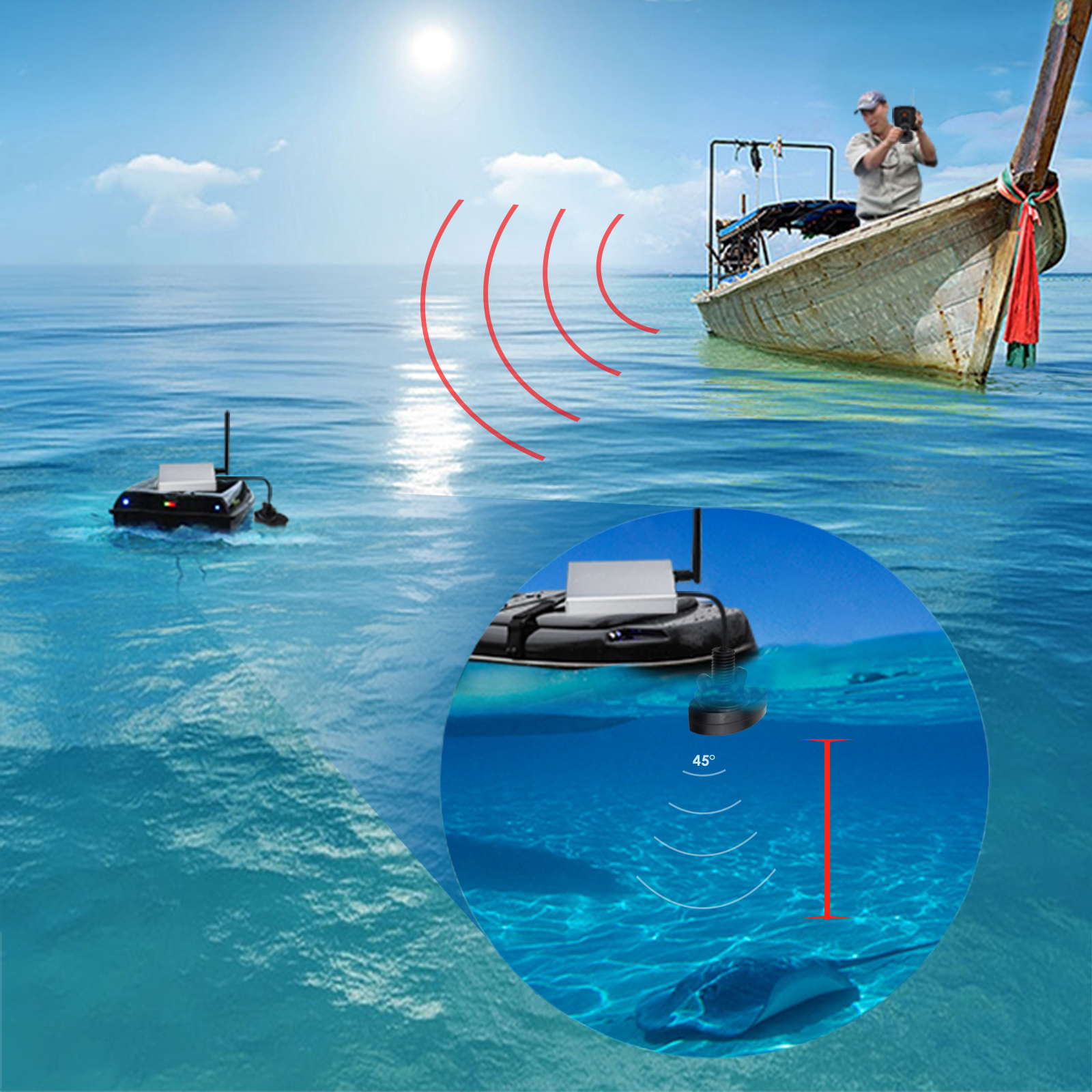 LUCKY Fishfinder 300m/ 980ft F - Fishing Boat Depth Finder reseña y precio