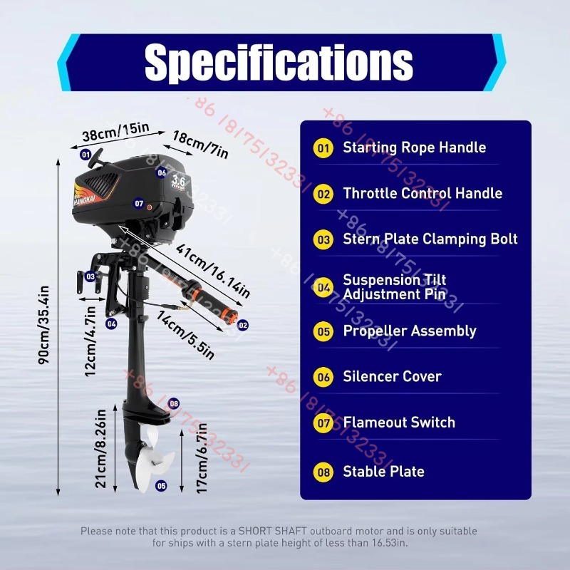 HANGKAI Outboard Motor, 3.6  2 - Fishing Boat Outboard Motor reseña y precio