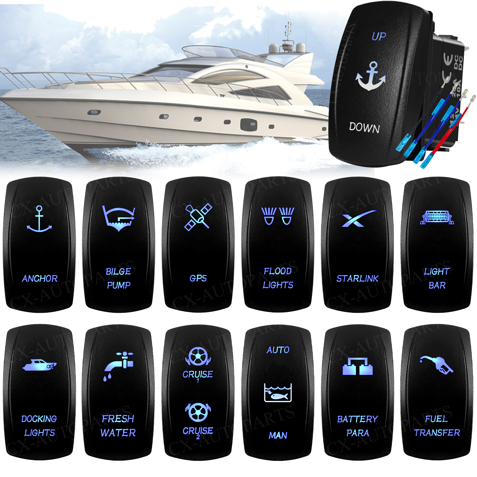 Marine Grade IP66 Rocker Switc - Fishing Boat Anchor reseña y precio