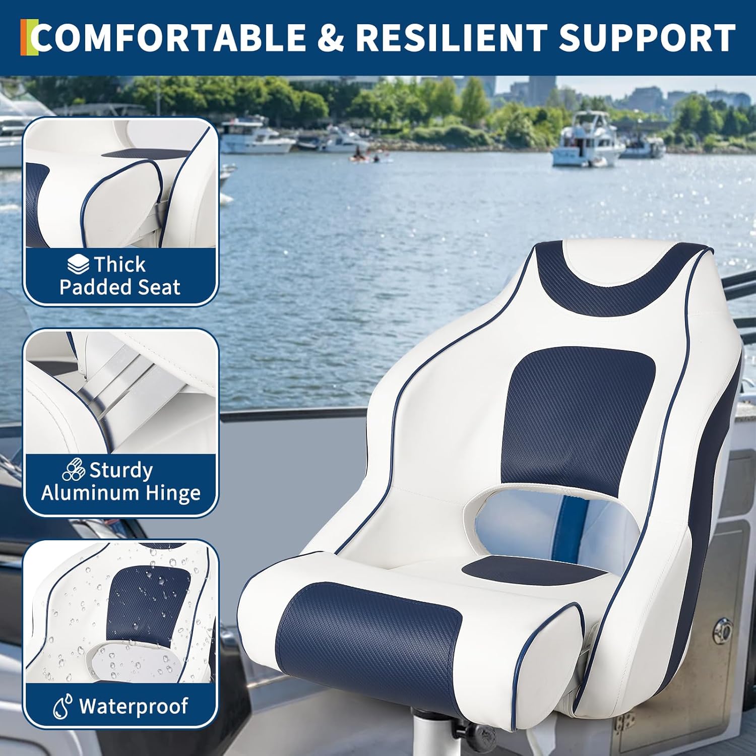 High Back Boat Seat with Flip- - Fishing Boat Aluminum reseña y precio