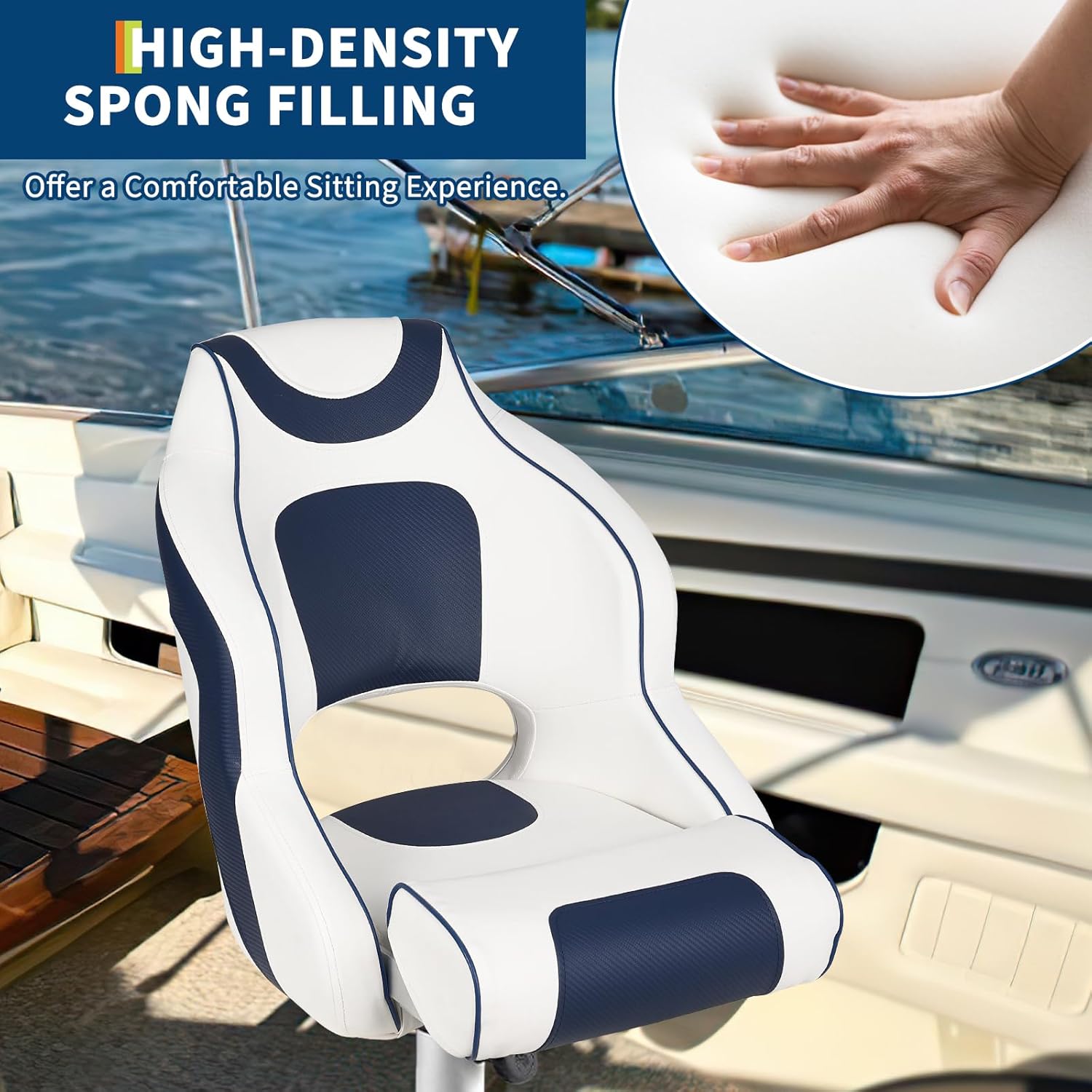 High Back Boat Seat with Flip- - Fishing Boat Aluminum reseña y precio