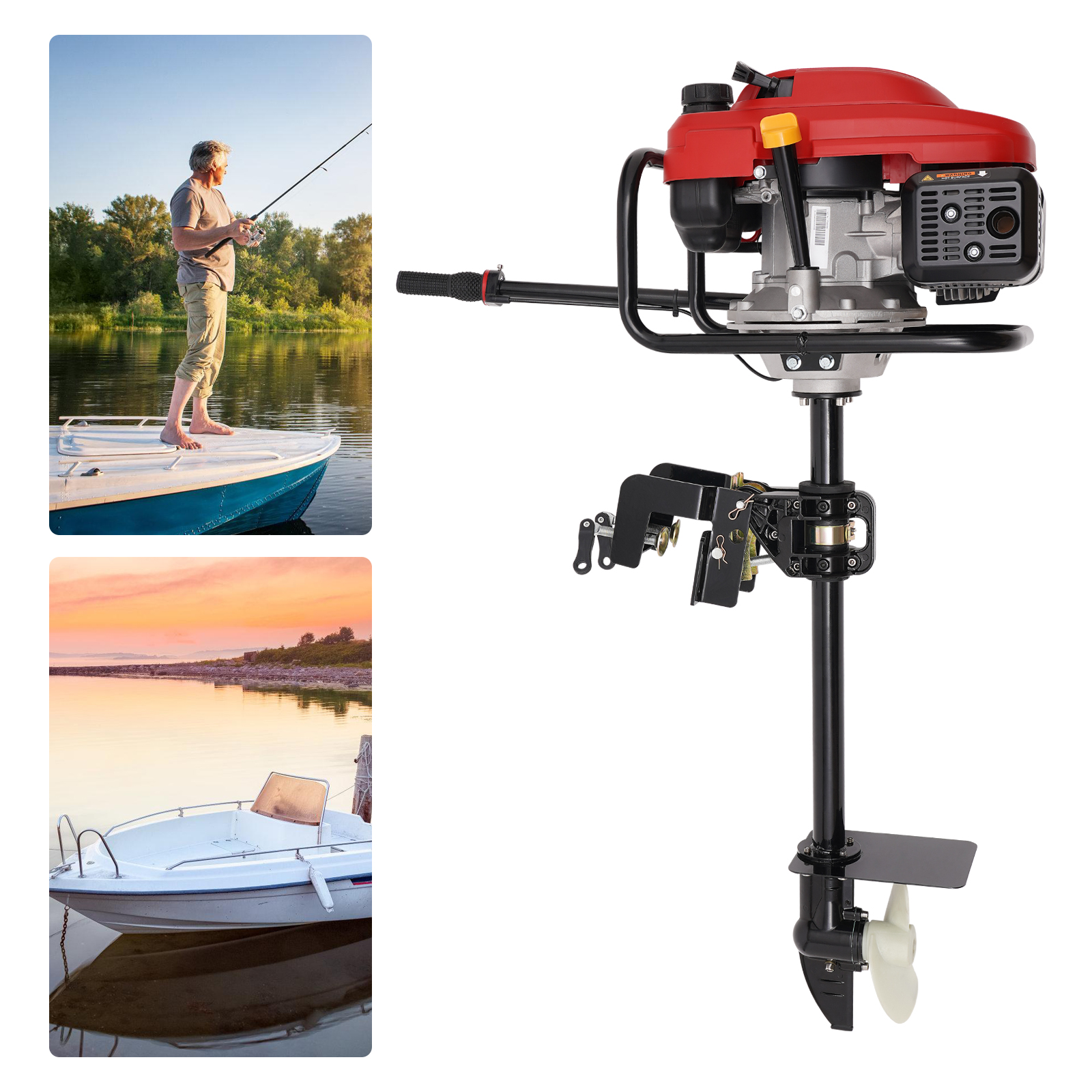 4-Stroke 6HP/7.5HP Gas Powered - Fishing Boat Outboard Motor reseña y precio
