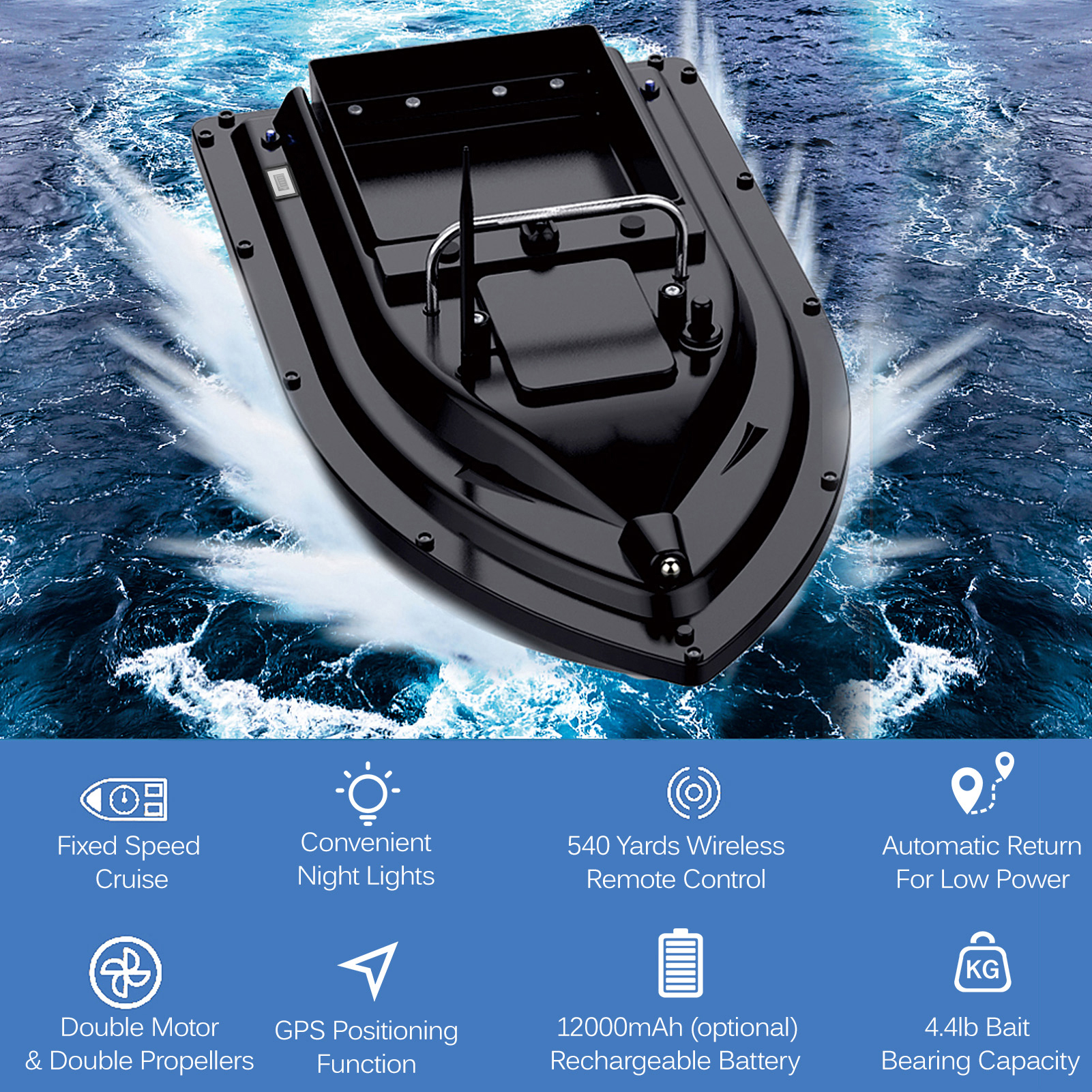 D16E GPS Fishing Bait Boat wit - Fishing Boat Gps reseña y precio